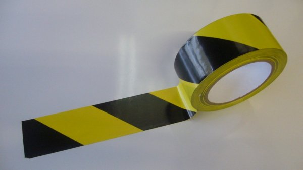 Yellow and Black Sticky Hazard Tape